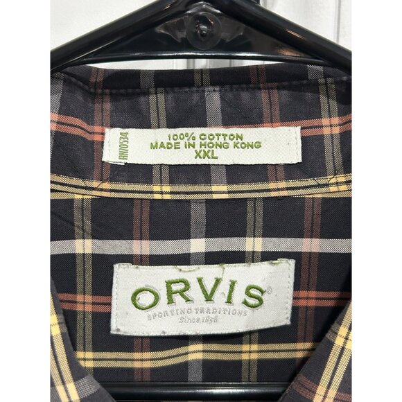 Orvis Plaid Long Sleeve Button Down Shirt Black Multi Sz XXL Classic Office Work - Picture 5 of 9